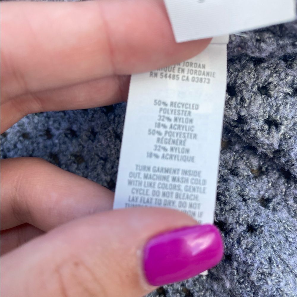 Aerie small grey chunky v neck sweater open knit cozy oversized - Picture 6 of 8